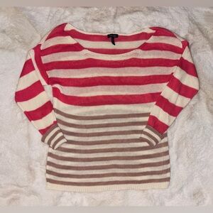 Splendid Red and Tan Striped Crew Neck Sweater Size XS